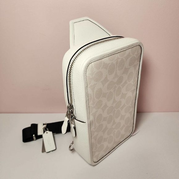NWT Coach C9867 Sullivan Pack Silver Chalk White Signature Canvas Leather - Picture 3 of 7